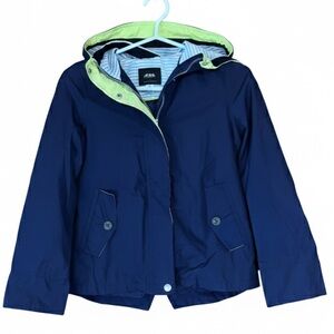 London Fog Hooded Navy Blue Wind Breaker Jacket Girls Size 10